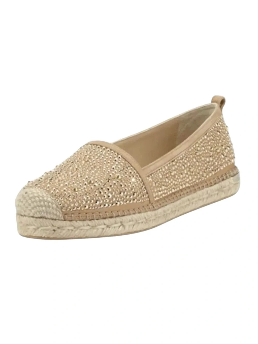 Stuart Weitzman ☀︎︎ Rockon Stud Flat Espadrilles ☀︎︎ Natural Gold Leather ☀︎︎ 9M